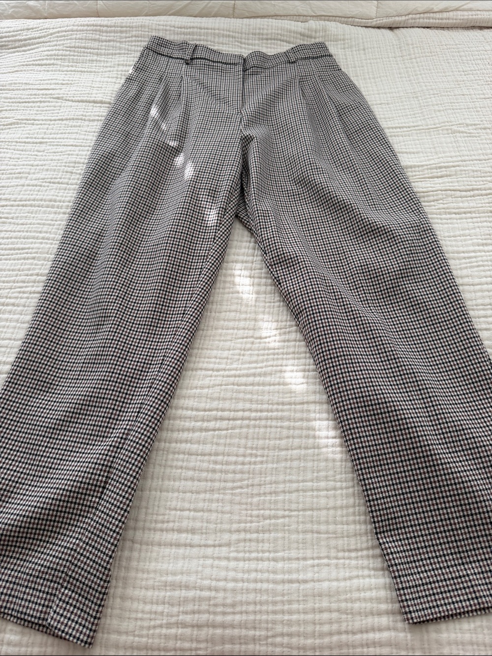 Cynthia Rowley Black & White Houndstooth Pleated Trousers - Picture 1 of 2